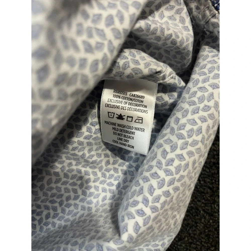 Robert Graham Mens XL Classic Fit Blue White Geometric Short Sleeve Button Shirt